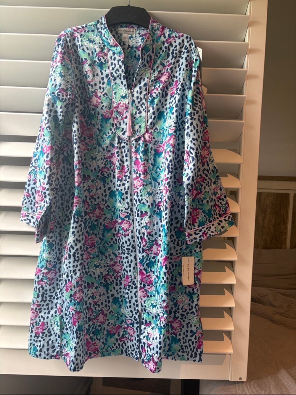 NWT Miss Elaine Zip Up Housecoat Gown with Pockets Floral ; Sz: M
